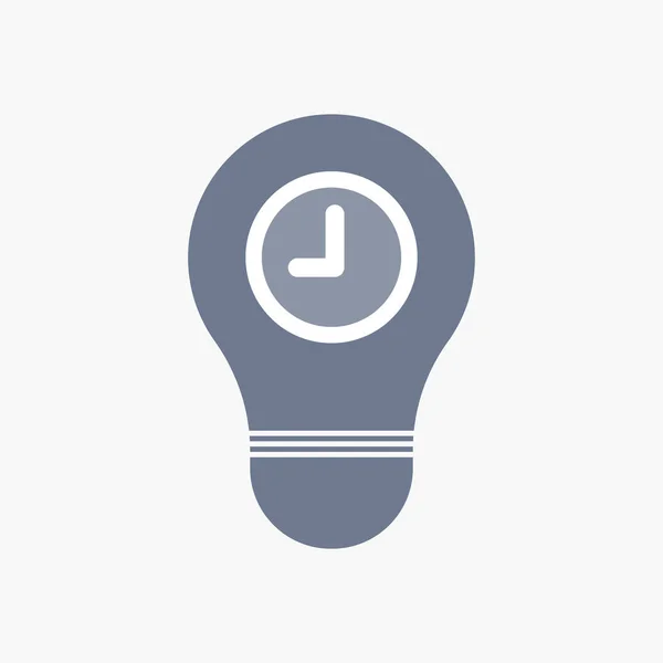Icona della lampadina isolata con orologio — Vettoriale Stock