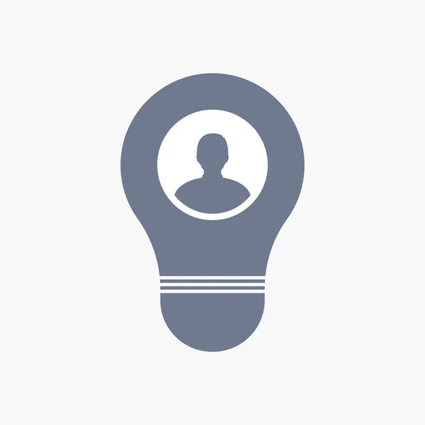 Icona della lampadina isolata con un avatar maschile — Vettoriale Stock