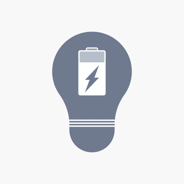 Ícone de lâmpada isolada com uma bateria — Vetor de Stock