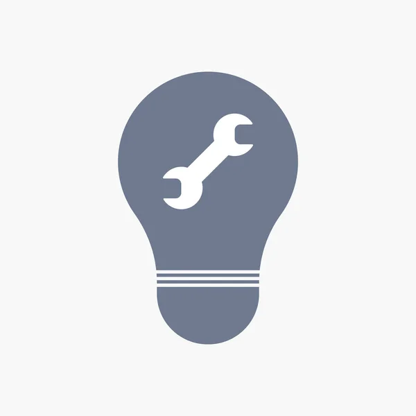 Icona della lampadina isolata con chiave inglese — Vettoriale Stock