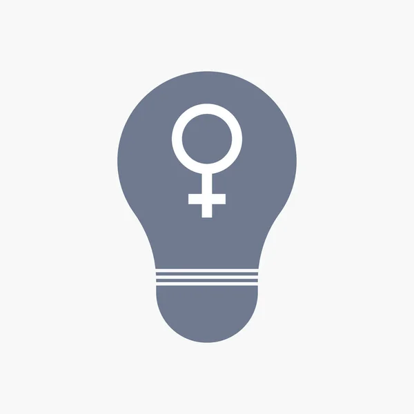 Isolated light bulb icon with a female sign — Stock Vector