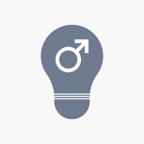 Isolierte Glühbirnen-Symbol mit einem männlichen Zeichen — Stockvektor