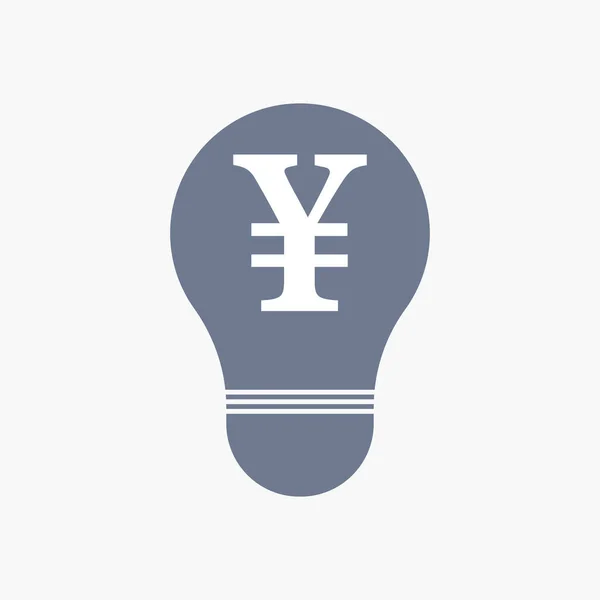 Isolated light bulb icon with a yen sign — Stock Vector