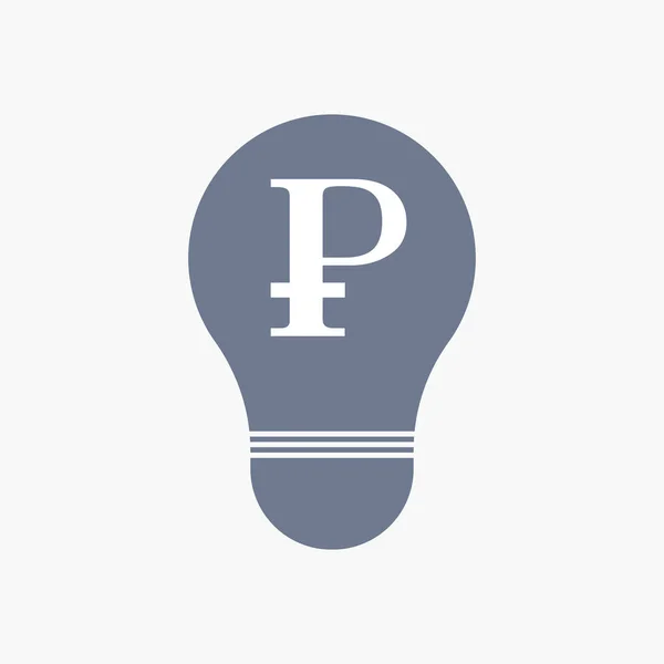 Isolerade glödlampa ikonen med en rubel skylt — Stock vektor