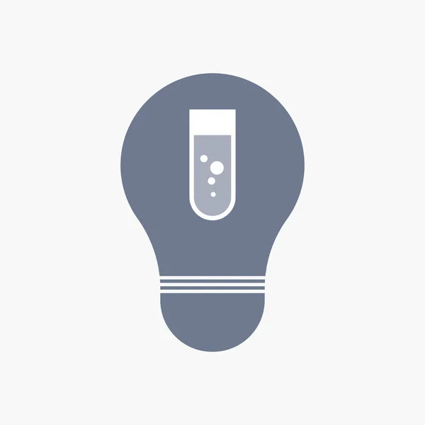 Icona della lampadina isolata con una provetta chimica — Vettoriale Stock