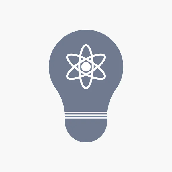 Icono de bombilla aislada con un átomo — Vector de stock