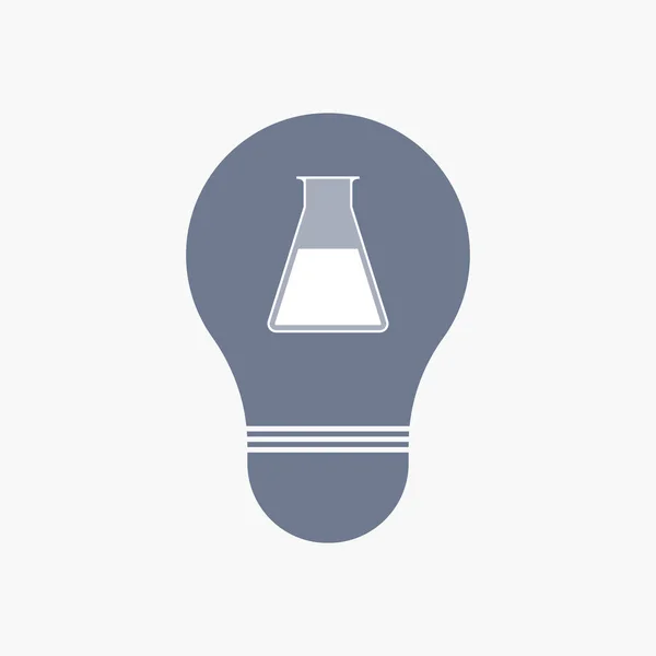 Isolated light bulb icon with a flask — Stock Vector