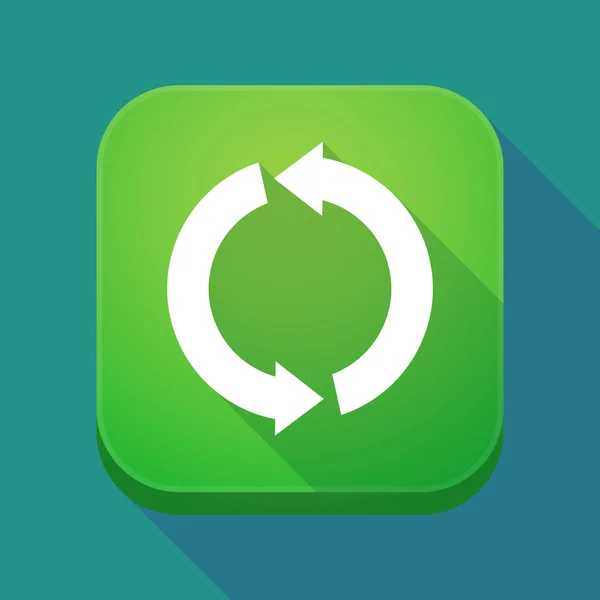 Ícone de aplicativo de sombra longa com um sinal de reciclagem redonda — Vetor de Stock