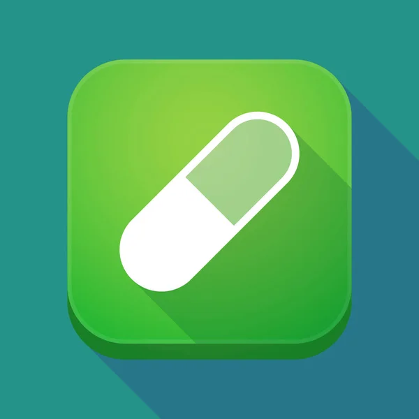 Lange Schatten App-Symbol mit einer Pille — Stockvektor