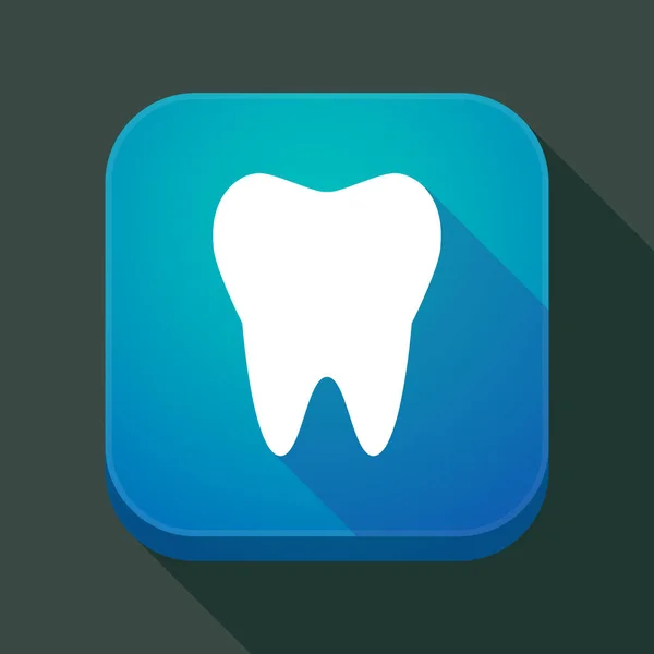 Long shadow app icon with a tooth — Stock Vector