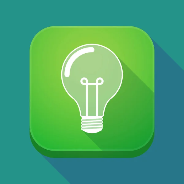 Long shadow app icon with a light bulb — Stock Vector