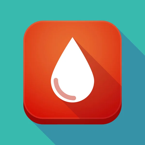 Long shadow app icon with a blood drop — Stock Vector
