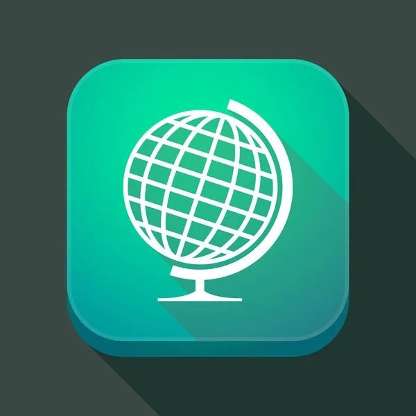 Longue icône de l'application ombre avec une table globe du monde — Image vectorielle