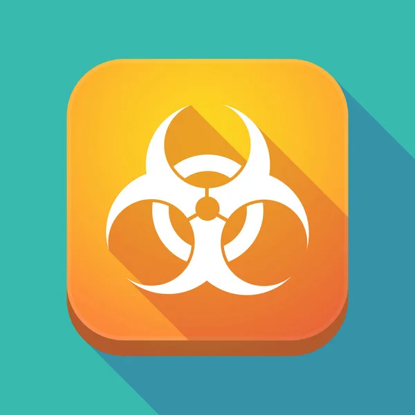 Lange Schatten App-Symbol mit einem Biohazard-Zeichen — Stockvektor