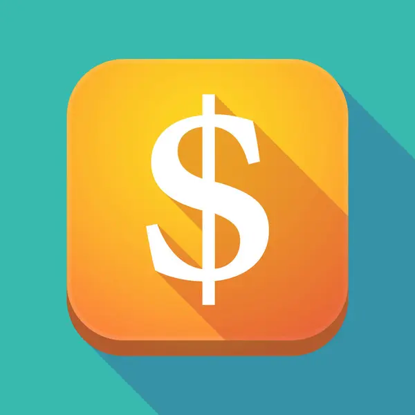 Lange schaduw app pictogram met een dollar teken — Stockvector