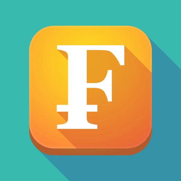 Lange schaduw app pictogram met een Zwitserse franc teken — Stockvector
