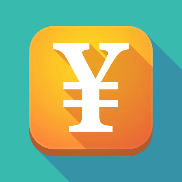 Lange Schatten App-Symbol mit einem Yen-Zeichen — Stockvektor