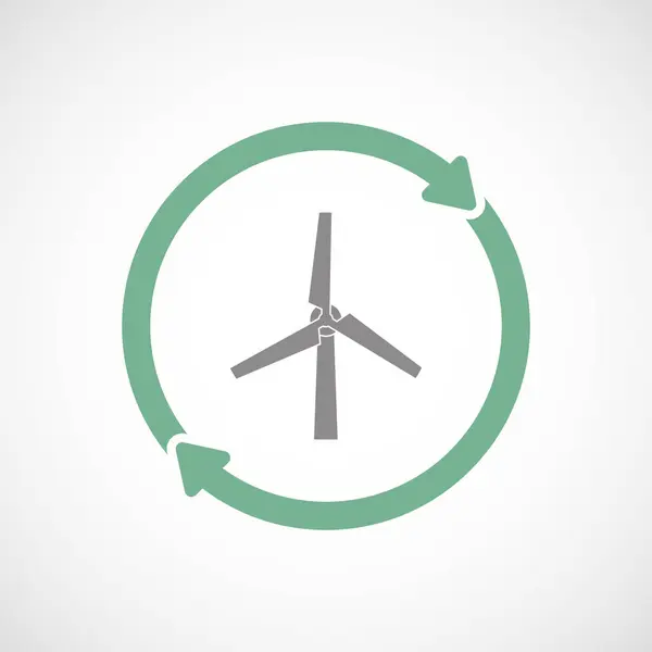 Geïsoleerde hergebruik icoon met een windturbine — Stockvector