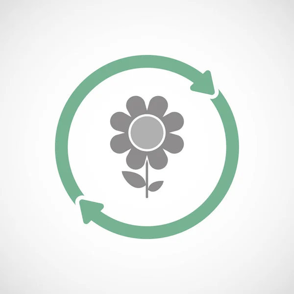 Geïsoleerde hergebruik pictogram met een bloem — Stockvector