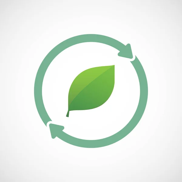 Icono de reutilización aislado con una hoja verde — Vector de stock