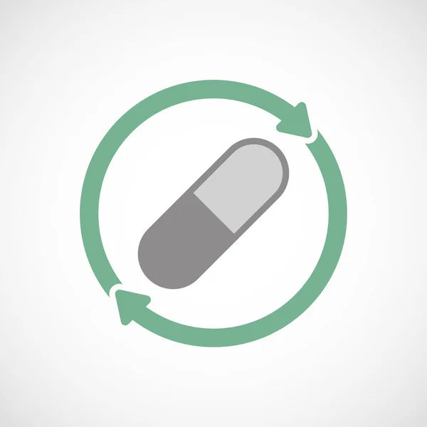 Icon der isolierten Wiederverwendung mit einer Pille — Stockvektor
