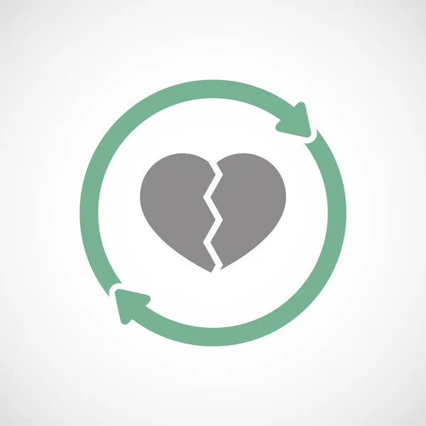 Isolated reuse icon with a broken heart — Stock Vector