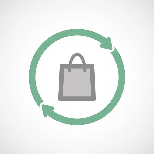 Icono de reutilización aislado con una bolsa de compras — Vector de stock