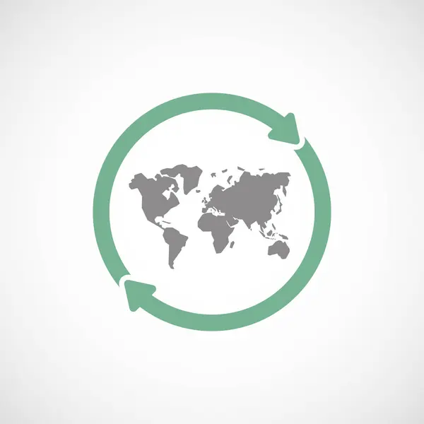 Ícone de reutilização isolado com um mapa do mundo — Vetor de Stock
