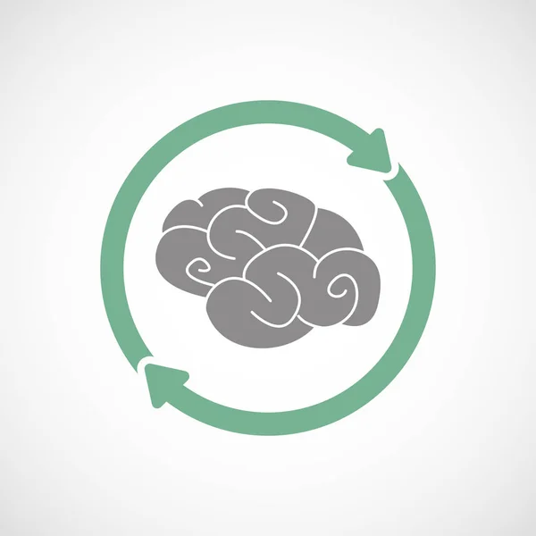 Isolée icône de réutilisation avec un cerveau — Image vectorielle