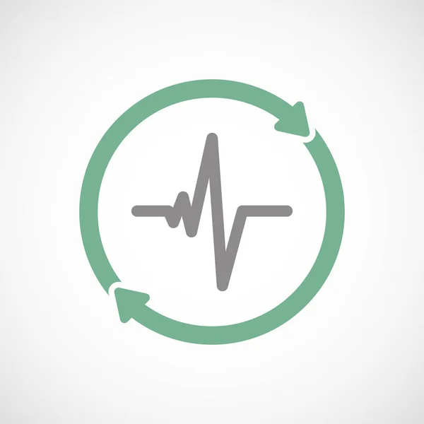 Ikone der isolierten Wiederverwendung mit Herzschlagzeichen — Stockvektor
