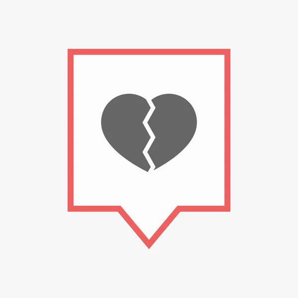 Isolated tooltip with a broken heart — Stock Vector