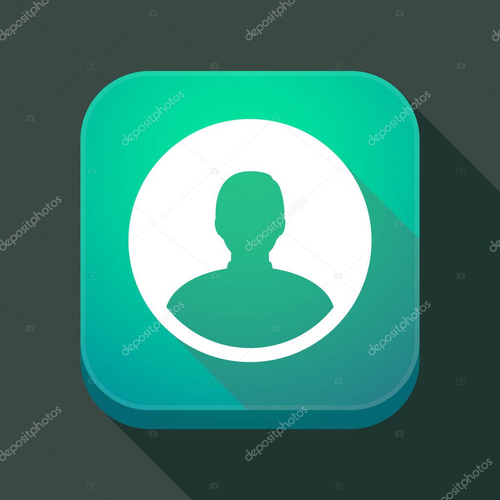 Long shadow app icon with a male avatar