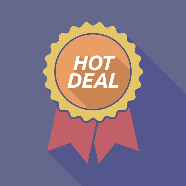 Длинный теневой значок с текстом HOT DEAL — стоковый вектор