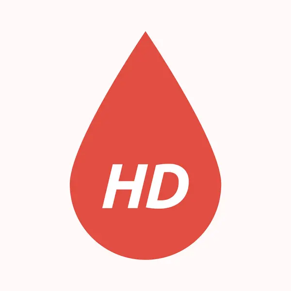 Isolated blood drop with    the text HD — Stock Vector