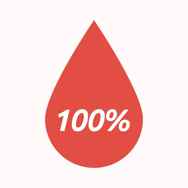 Isolated blood drop with    the text 100% — Stok Vektör