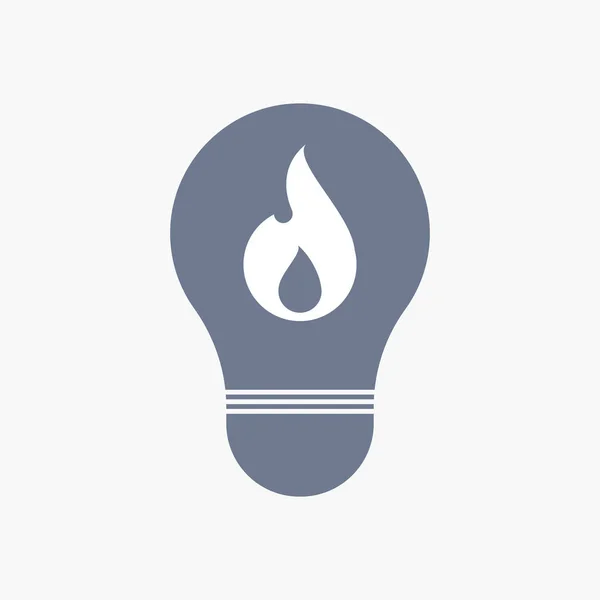 Icono de bombilla aislada con una llama — Archivo Imágenes Vectoriales