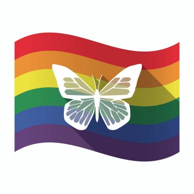 Bir kelebek ile izole Gay Pride bayrak