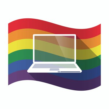 Bir dizüstü bilgisayar ile izole Gay Pride bayrak