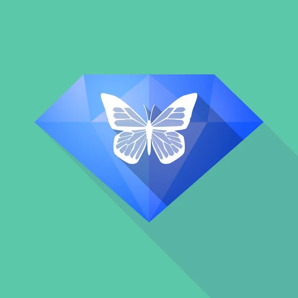 Långa skugga diamant med en fjäril — Stock vektor