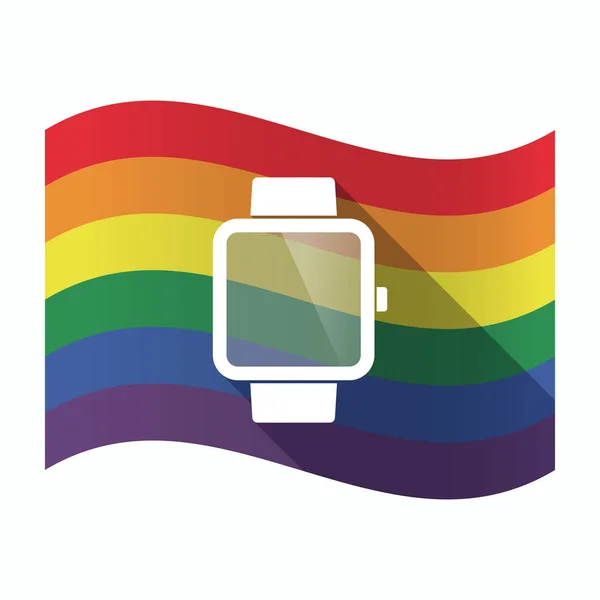 Bandeira isolada do Orgulho Gay com um relógio inteligente — Vetor de Stock