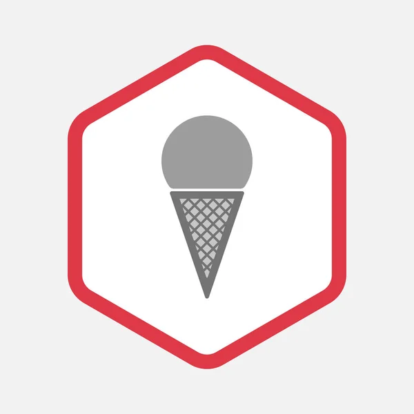 Isolated hexagon with a cone ice cream — Stock Vector