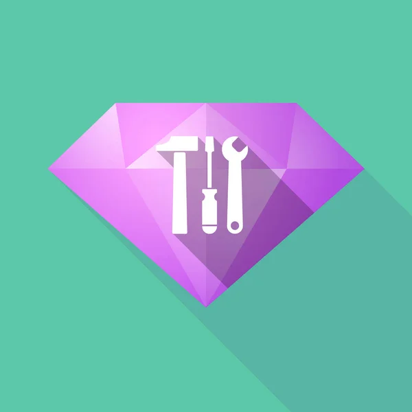 Diamant ombre longue avec un ensemble d'outils — Image vectorielle