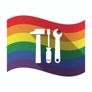 Bir araç ile izole Gay Pride bayrak ayarla