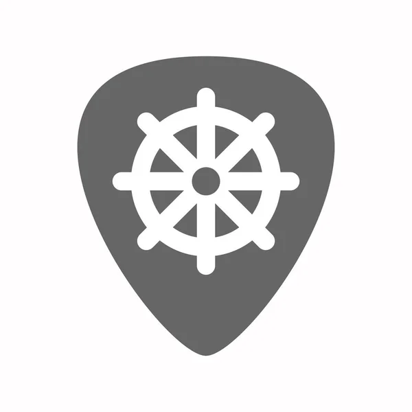 Plectro de guitarra aislado con un signo de chakra de dharma — Vector de stock