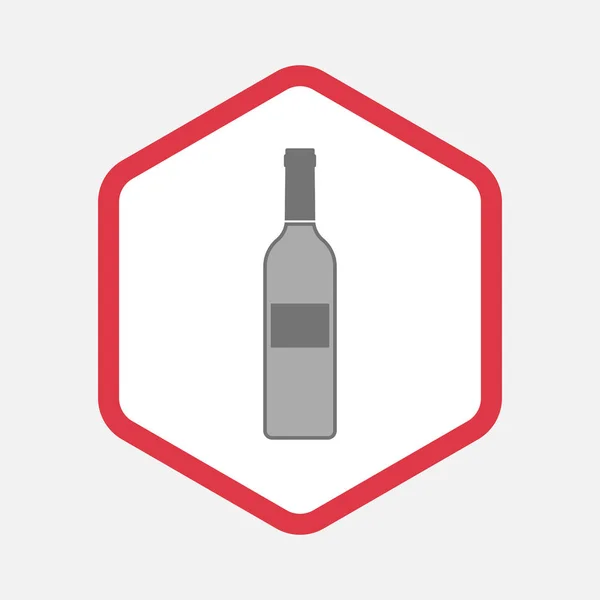 一瓶红酒与孤立的六角 — 图库矢量图片