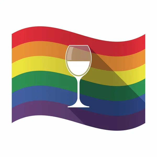 Bandiera Gay Pride isolata con una tazza di vino — Vettoriale Stock
