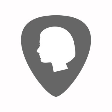 Kadın bir kafa ile izole gitar mızrap