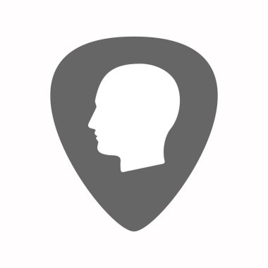 Erkek bir kafa ile izole gitar mızrap