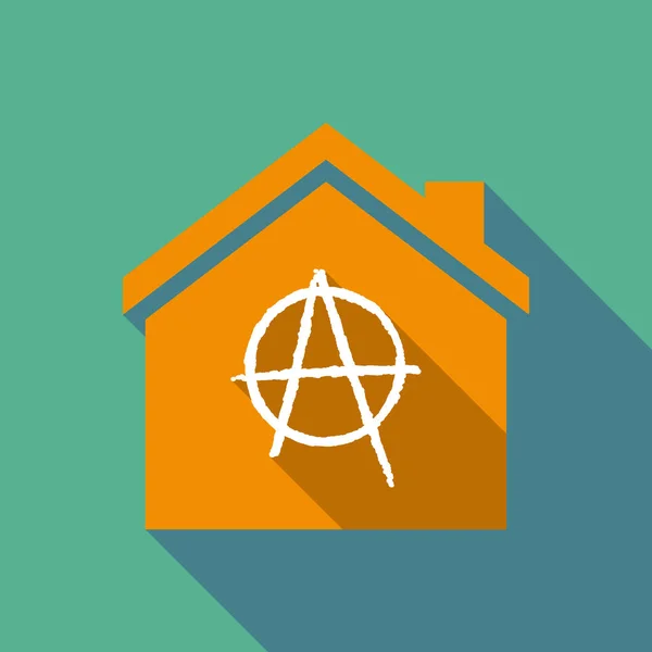 Long shadow house with an anarchy sign — Stock Vector