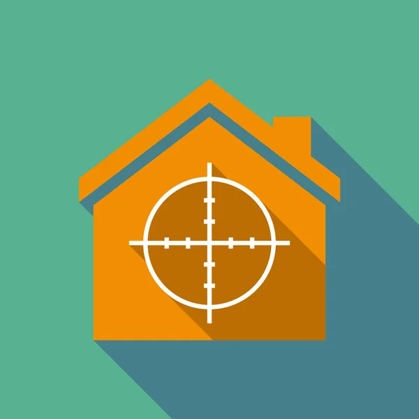 Dlouhý stín domu s crosshair — Stockový vektor